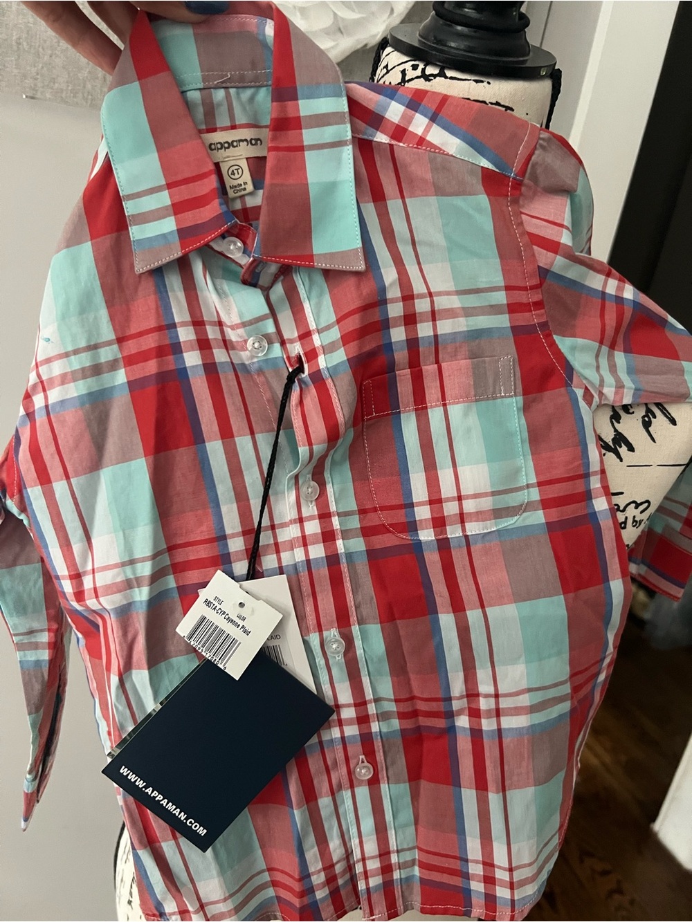 NWT Appaman Fine Tailoring Button Down Shirt "Cayenne Plaid" 4T